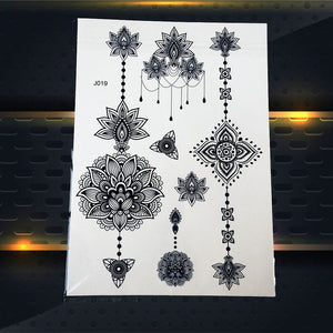 25 Style Hot Waterproof Black Henna Tattoo - Mandala Flower