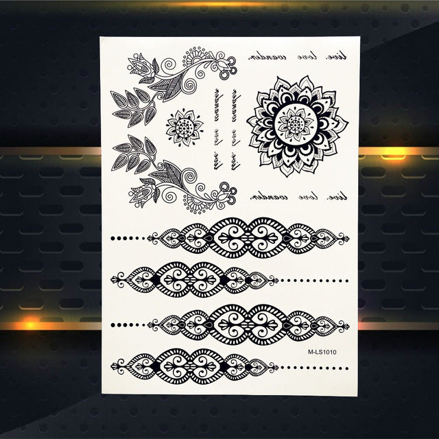 25 Style Hot Waterproof Black Henna Tattoo - Mandala Flower