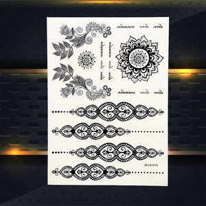 25 Style Hot Waterproof Black Henna Tattoo - Mandala Flower