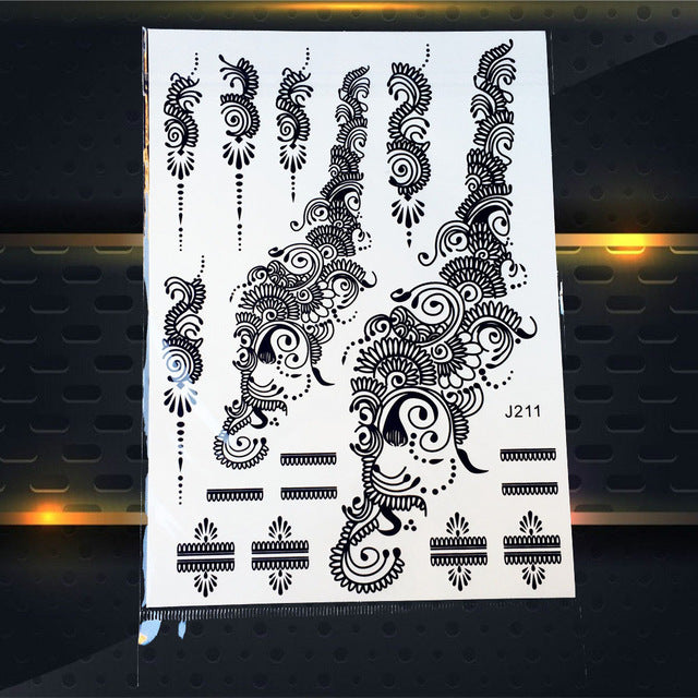 25 Style Hot Waterproof Black Henna Tattoo - Mandala Flower