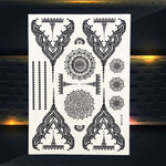 25 Style Hot Waterproof Black Henna Tattoo - Mandala Flower
