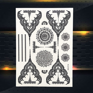 25 Style Hot Waterproof Black Henna Tattoo - Mandala Flower