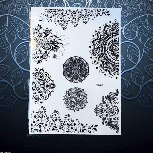 25 Style Hot Waterproof Black Henna Tattoo - Mandala Flower