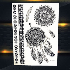 25 Style Hot Waterproof Black Henna Tattoo - Mandala Flower