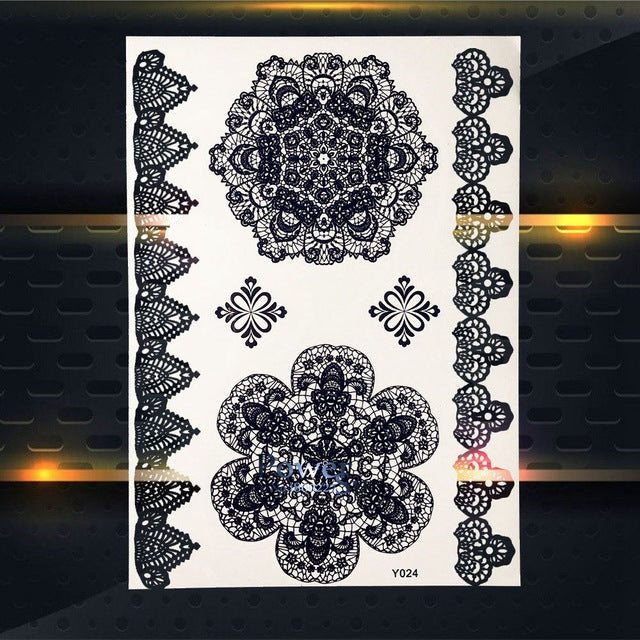25 Style Hot Waterproof Black Henna Tattoo - Mandala Flower
