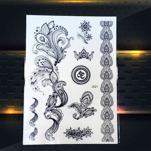 25 Style Hot Waterproof Black Henna Tattoo - Mandala Flower