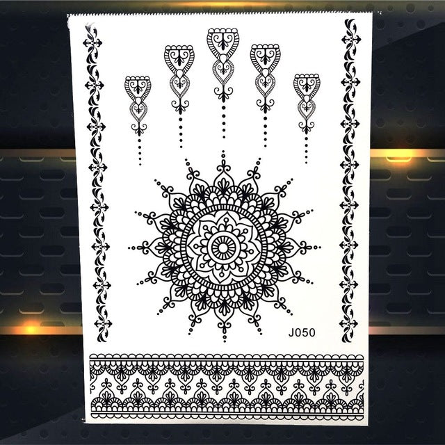 25 Style Hot Waterproof Black Henna Tattoo - Mandala Flower