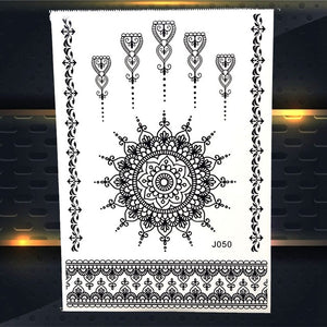 25 Style Hot Waterproof Black Henna Tattoo - Mandala Flower