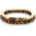 Natural Brown Stone - Mantra Prayer Beads Bracelets