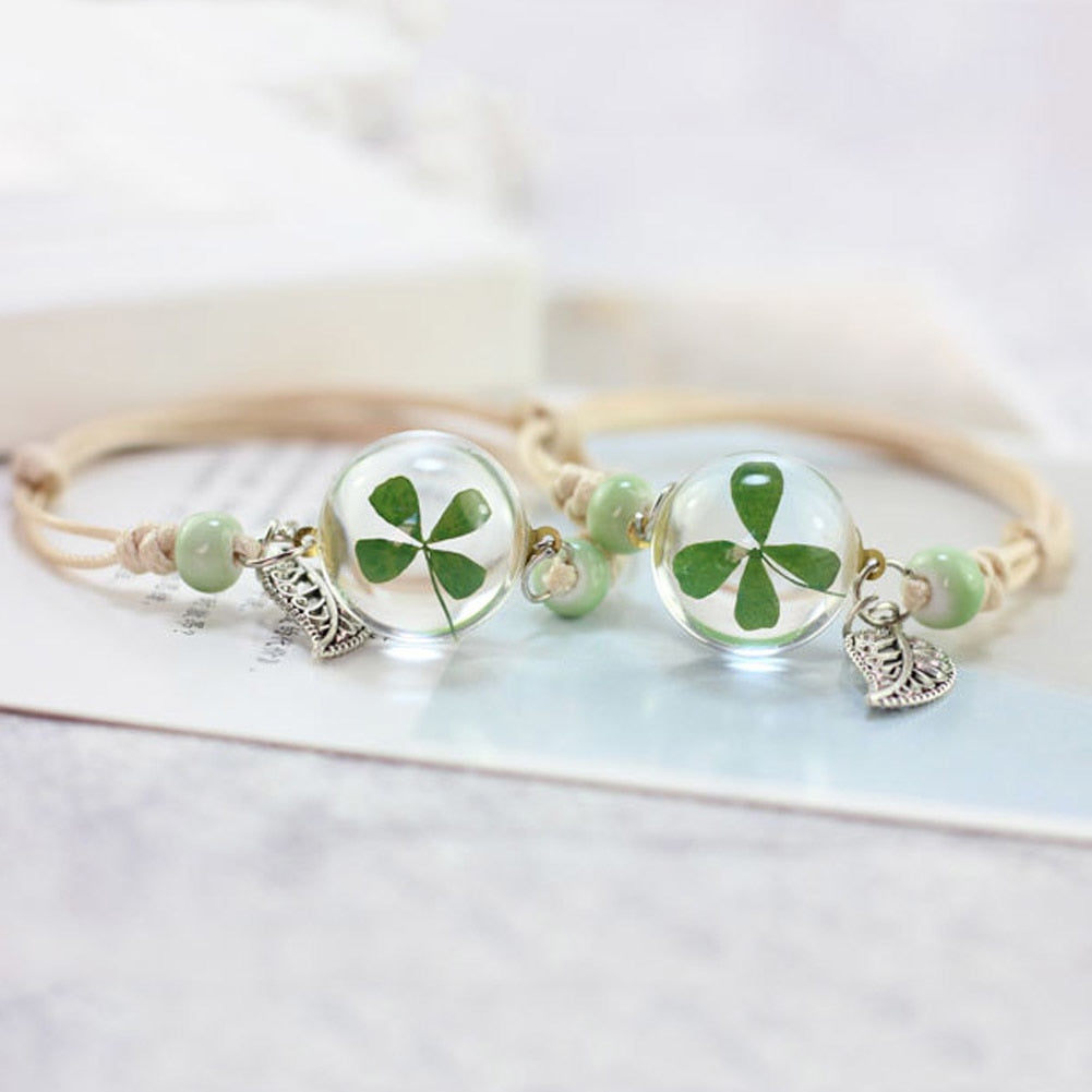 Lucky Crystal Glass Ball Bracelet - Peach Blossom
