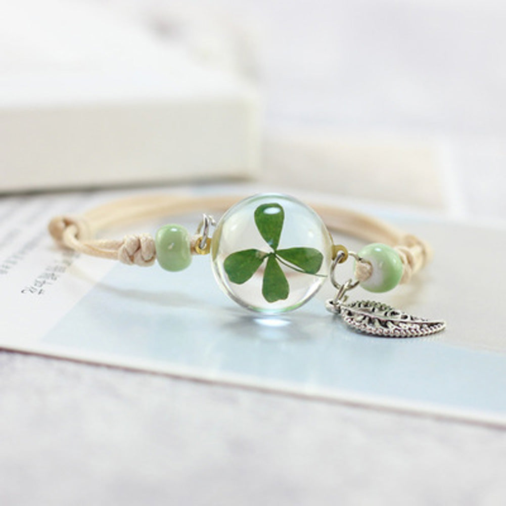 Crystal Glass Ball Bracelet - Lucky Star Flower