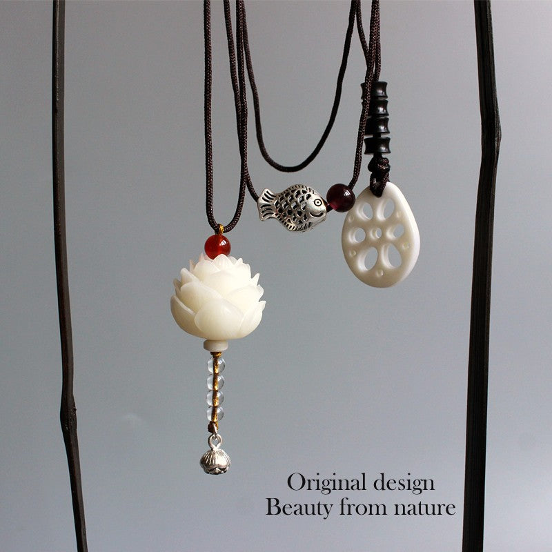 Elegant Handcrafted Lotus Pendant Necklace