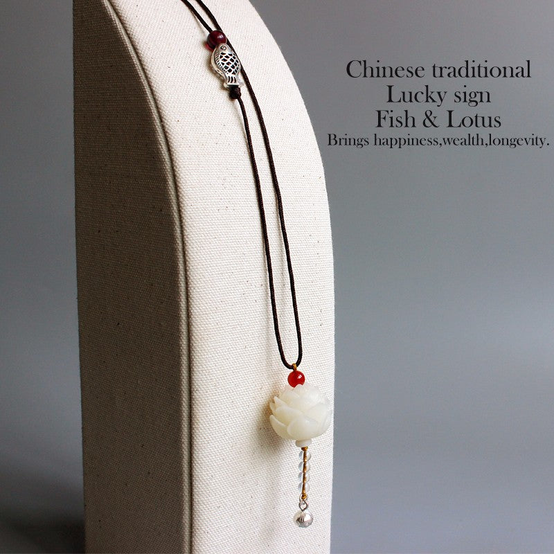 Elegant Handcrafted Lotus Pendant Necklace