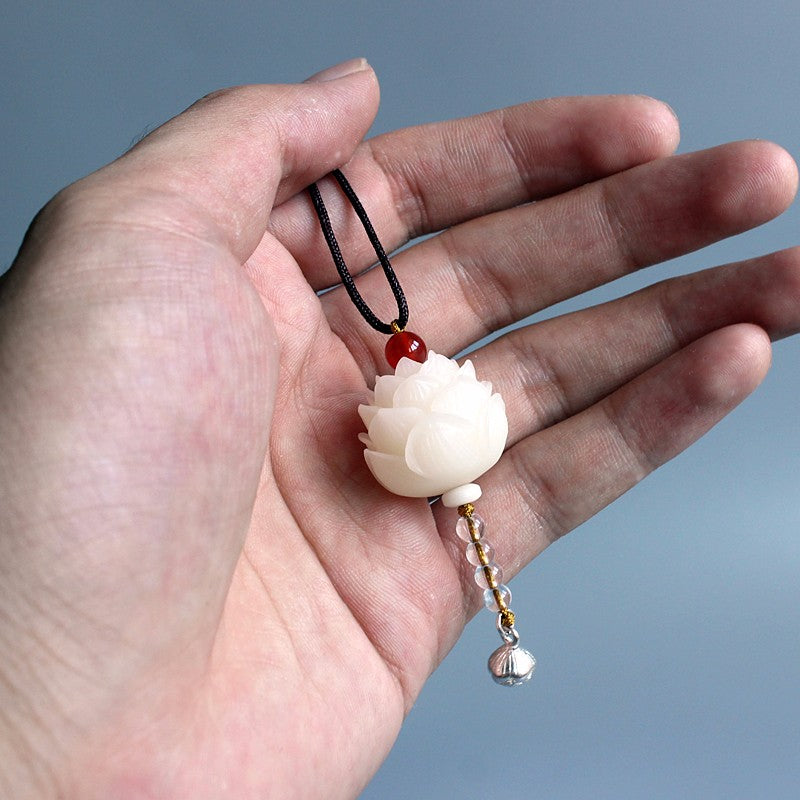 Elegant Handcrafted Lotus Pendant Necklace