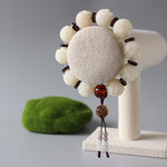 Hand-carved Lotus Beads Bracelet - "Pure White Lotuses"