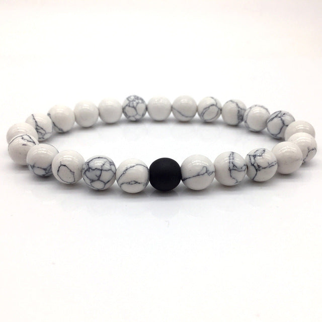 Black&White Marble Beaded - Classic Natural Stone Bracelets
