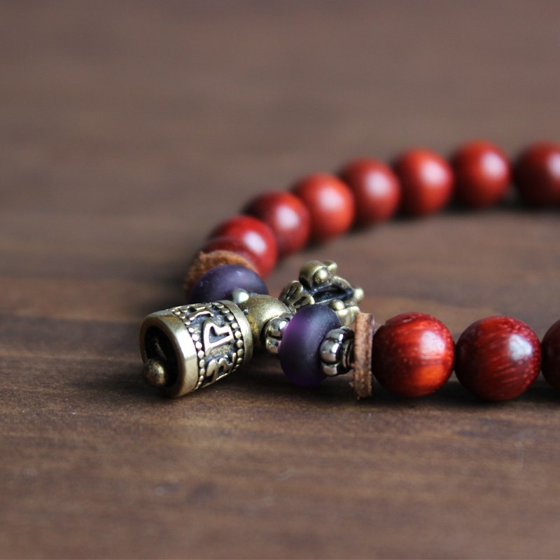 Handmade Red Sanders Wood - Vajar Bell Charm Bracelet