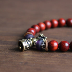Handmade Red Sanders Wood - Vajar Bell Charm Bracelet