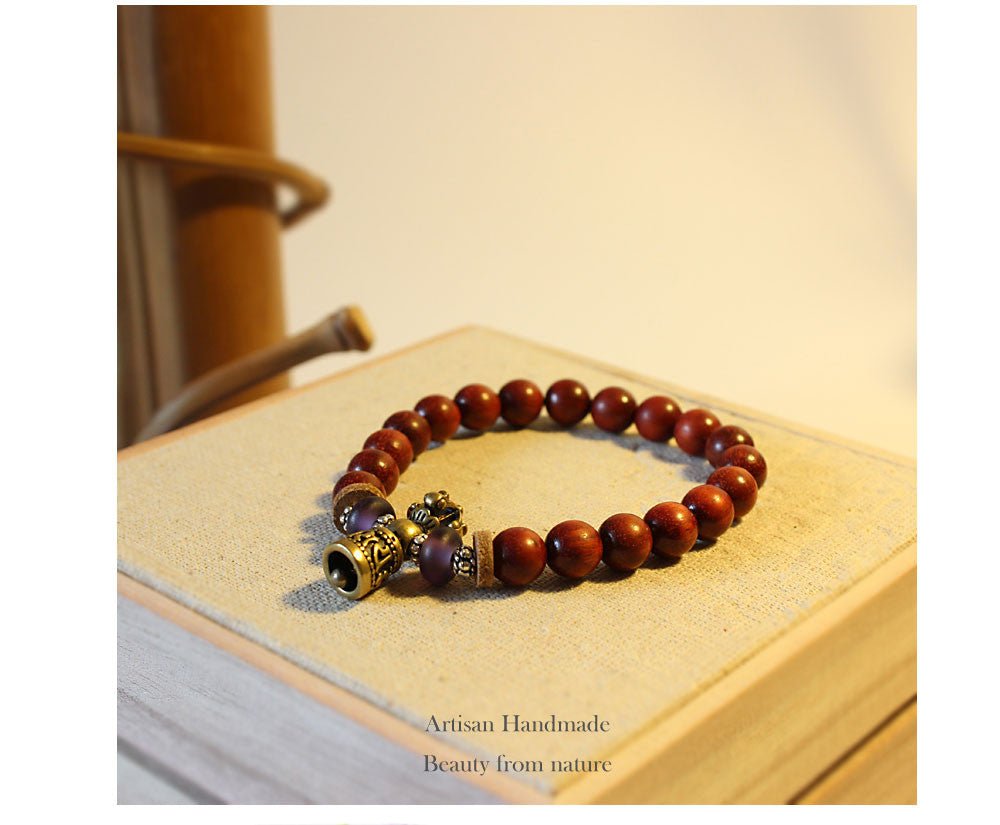 Handmade Red Sanders Wood - Vajar Bell Charm Bracelet