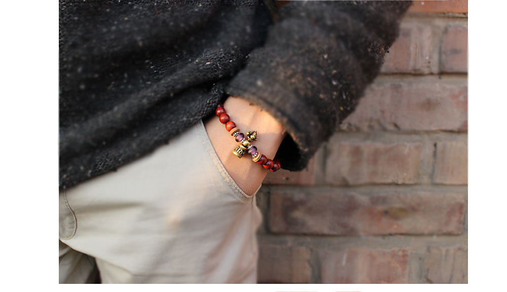 Handmade Red Sanders Wood - Vajar Bell Charm Bracelet