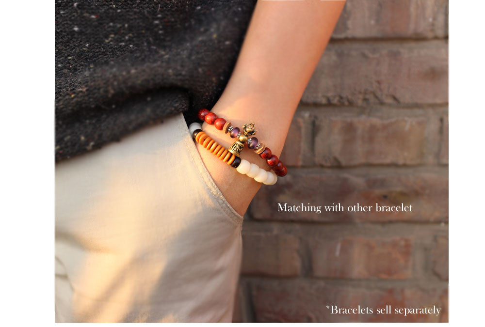 Handmade Red Sanders Wood - Vajar Bell Charm Bracelet