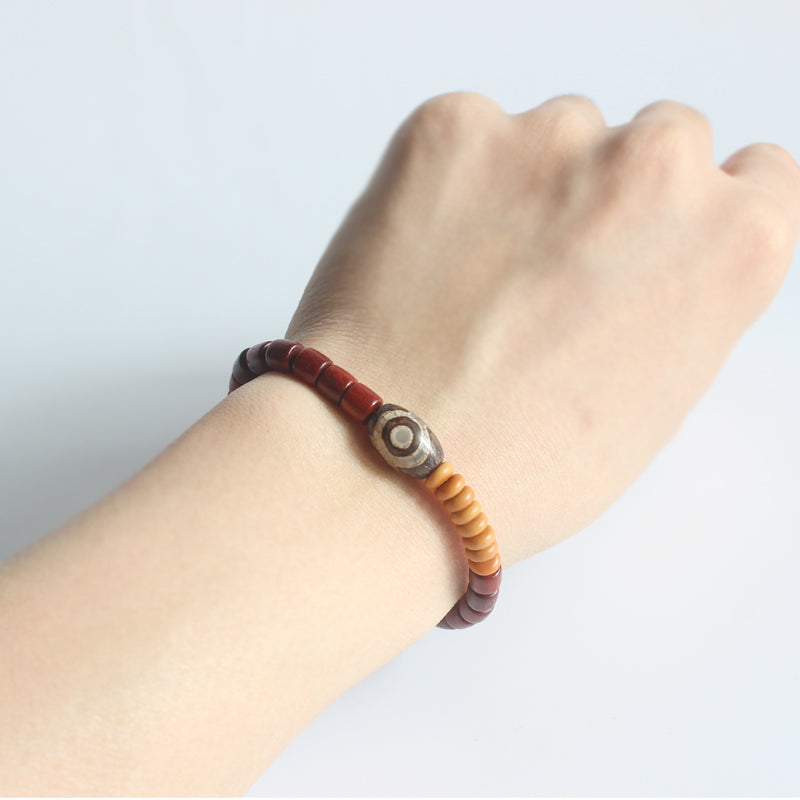 Handmade Natural Wooden Beads Bracelet - Coconut - Tiger Skin - Red sander