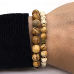 Natural Brown Stone - Mantra Prayer Beads Bracelets