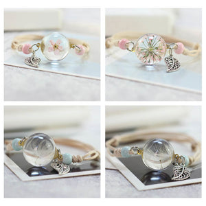 Crystal Glass Ball Bracelet - Lucky Star Flower