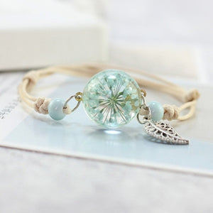 Crystal Glass Ball Bracelet - Lucky Star Flower