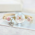 Lucky Crystal Glass Ball Bracelet - Peach Blossom