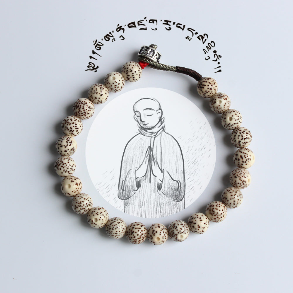 Handmade Bodhi Seed Lucky Knots - Om Mani Padme Hum Charm